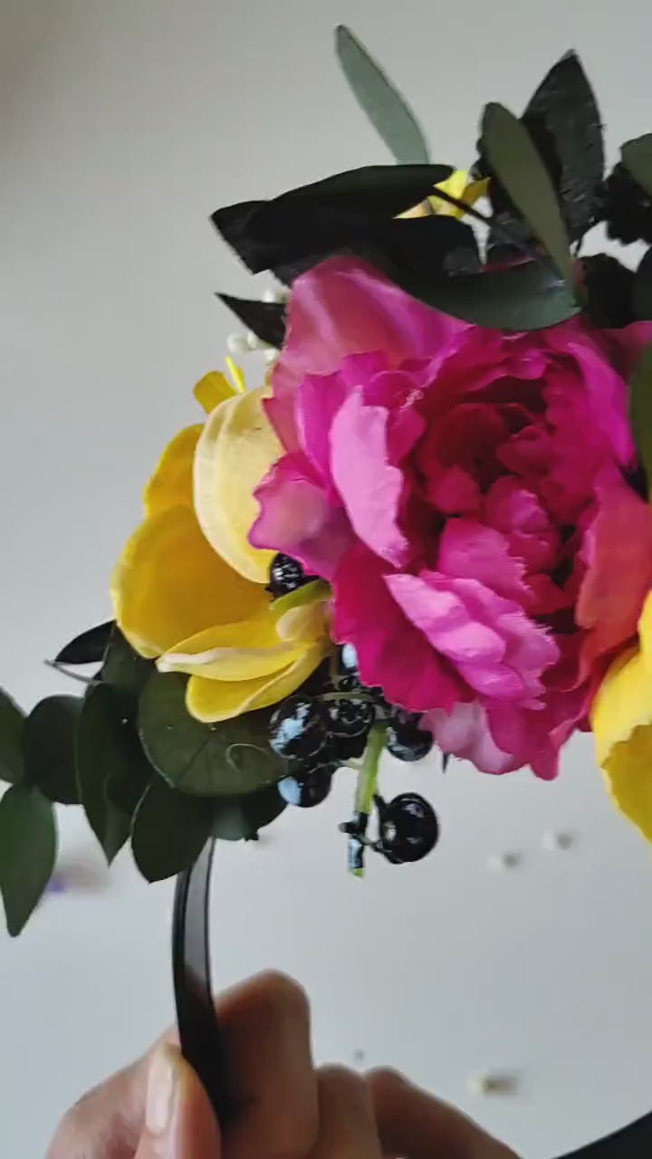 Colorful flower headpiece: Frida headpiece with blackberries