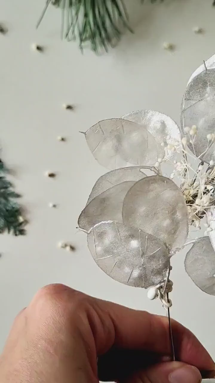 Vintage Lunaria Bridal Crown: Winter Wedding Headpiece