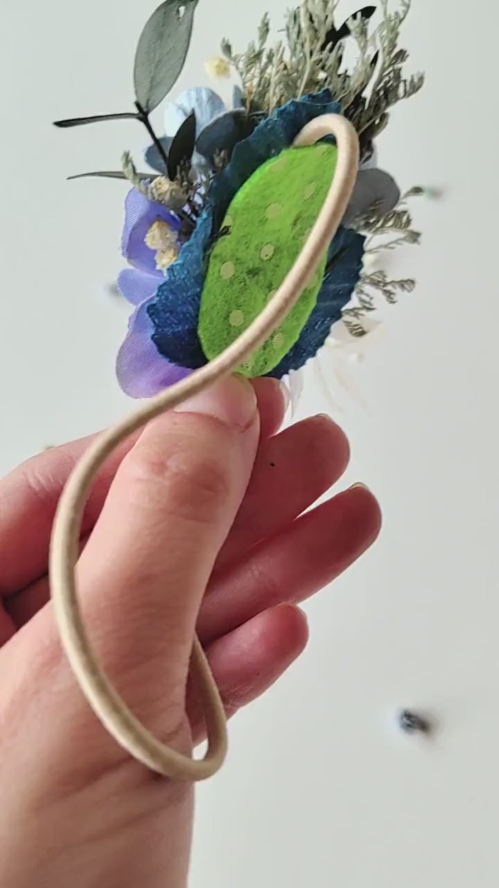 Blue Flower Hair Tie: Romantic Floral Hair Bobble