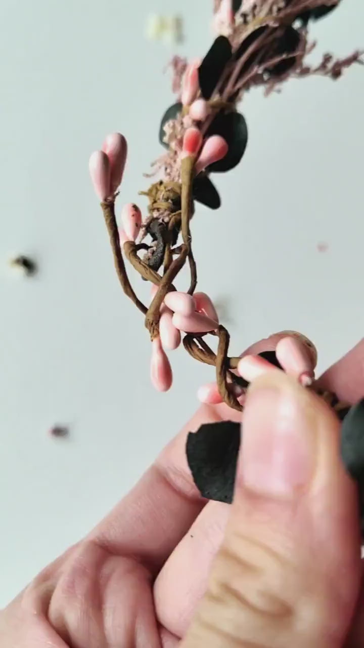 Blush Flower Wedding Hair Wreath and Comb: Boho Bridal Hair Accessories