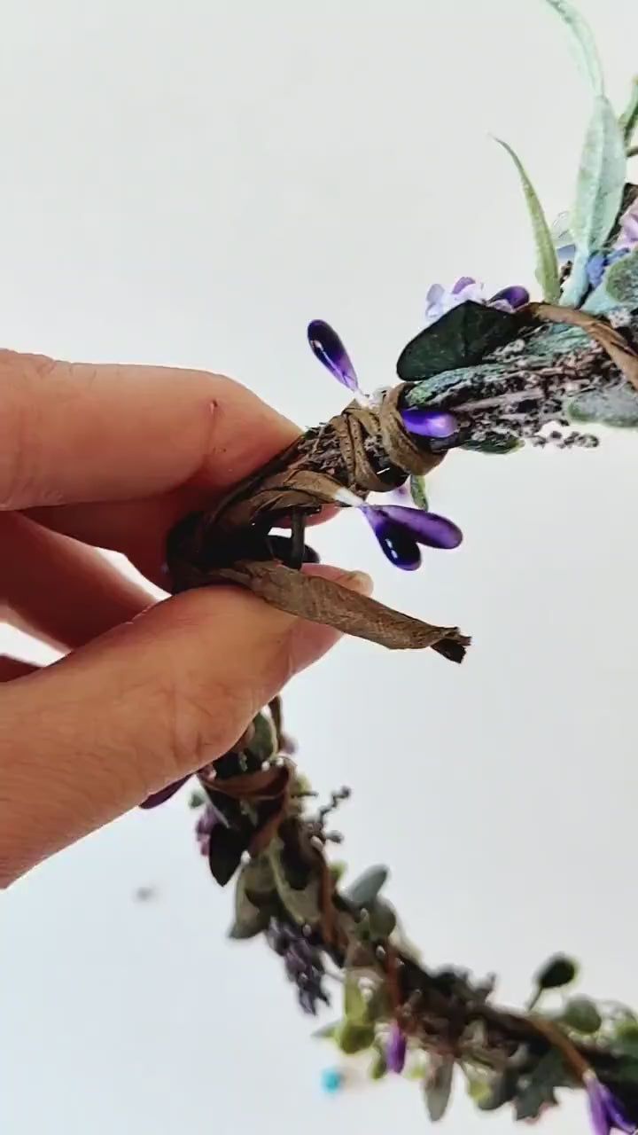 Purple Flower Hair Wreath and Comb: Boho Bridal Hair Accessories