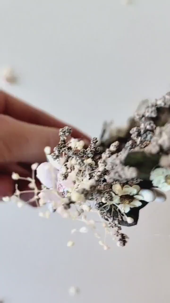 Boho Wedding Flower Crown: Romantic Hair Wreath with Comb