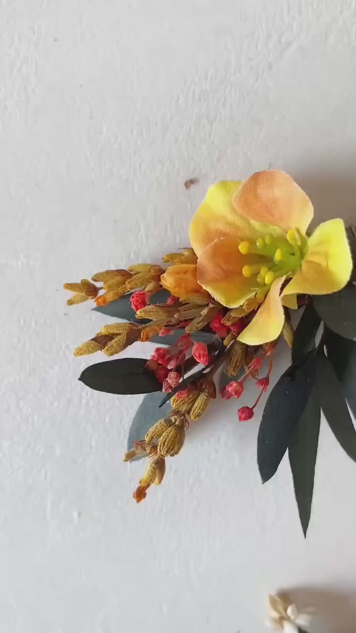 Autumn Poppy Hair Pins: Boho Wedding Hair Clips