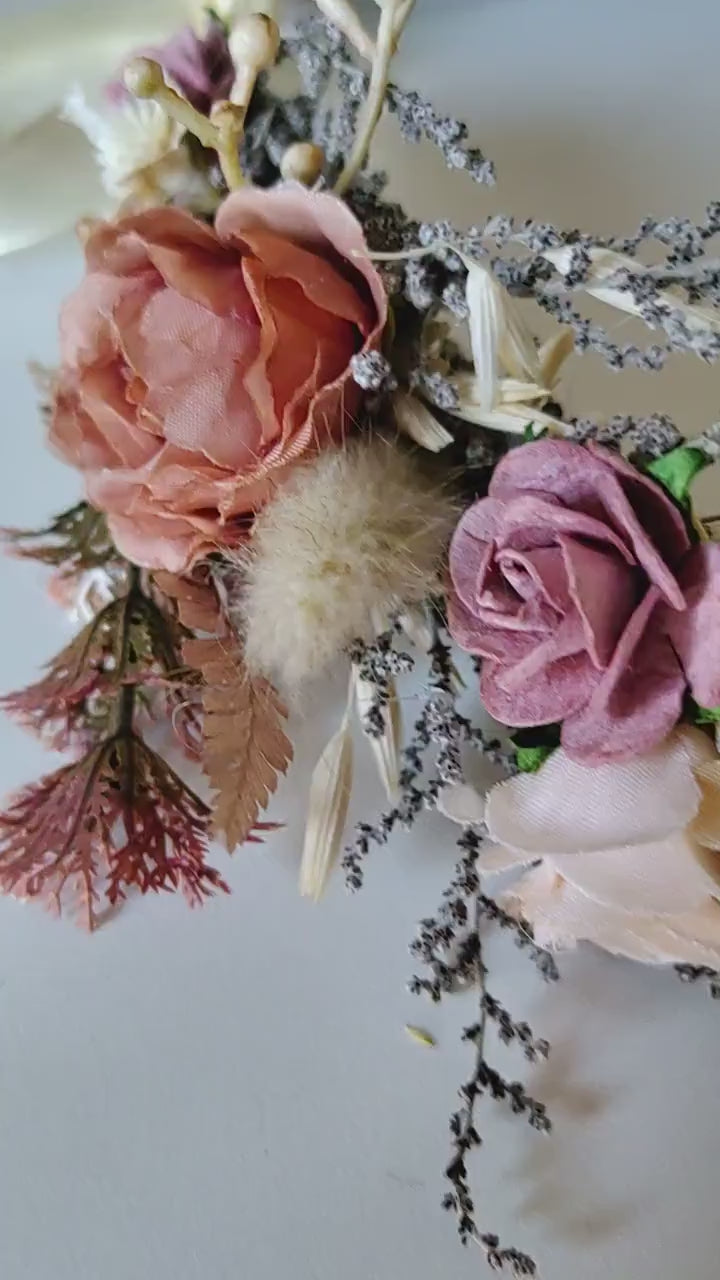 Dusty Orange Flower Crown: Boho Bridal Headpiece