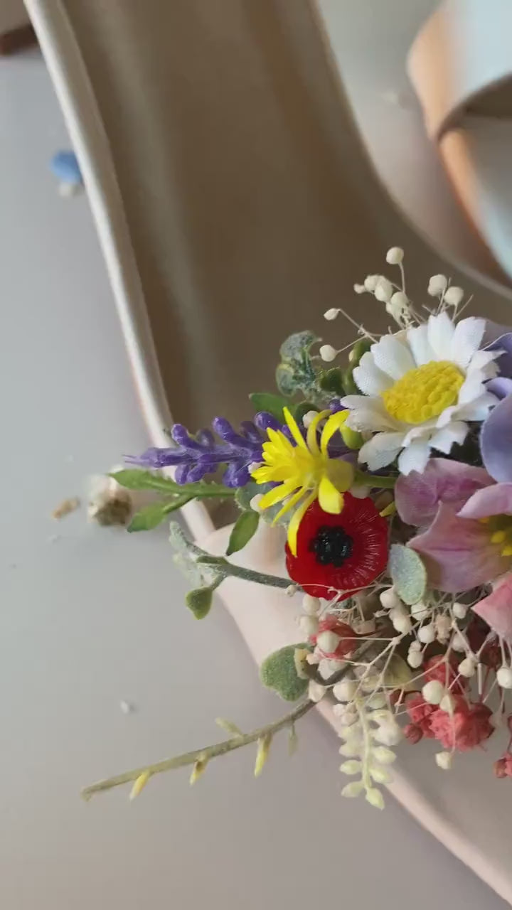 Floral Shoe Clips: Meadow Wildflower Wedding Bridal Accessories