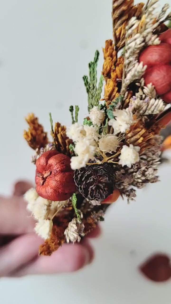 Pumpkin Flower Headband: Autumn Bridal Cottagecore Headpiece