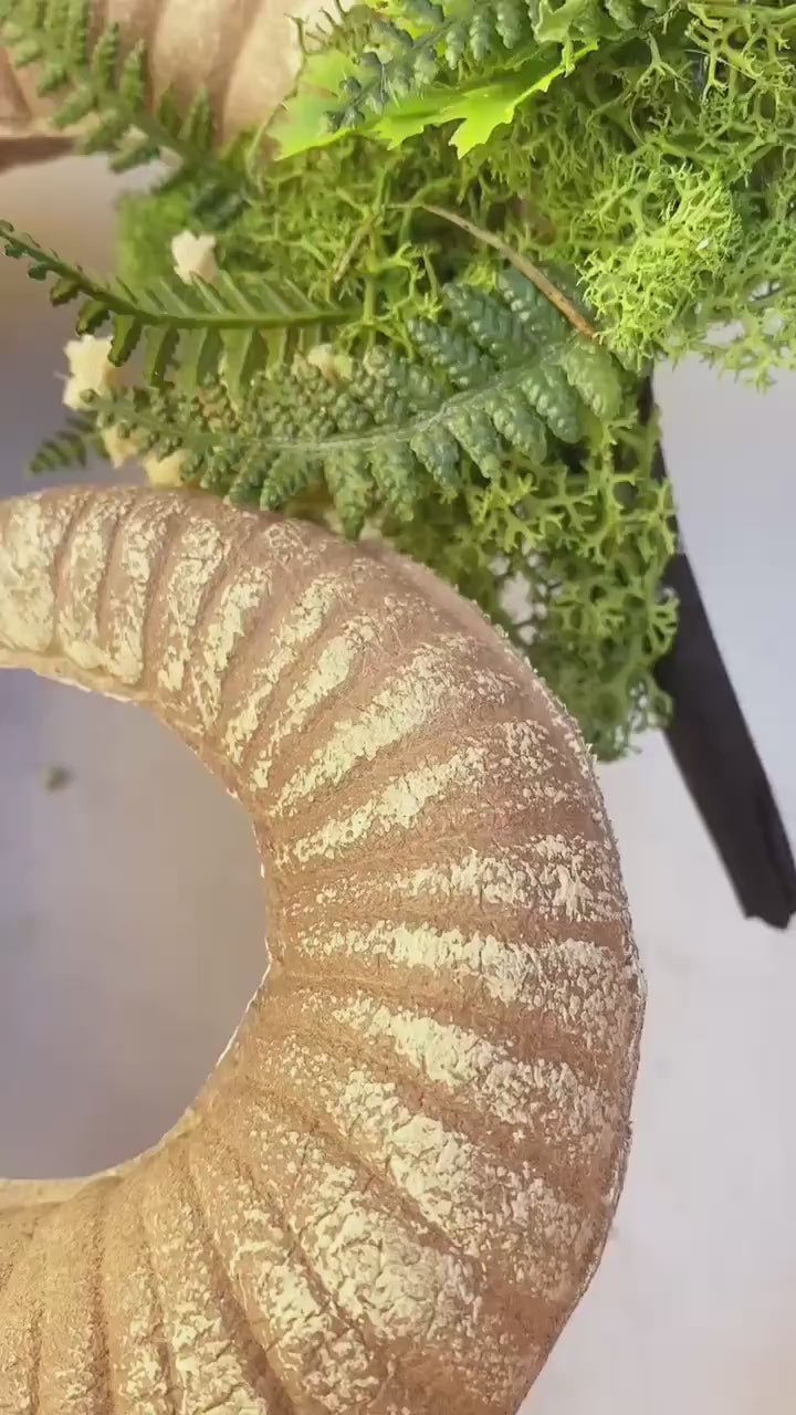 Greenery Witch Headband: Ram Horns Crown - Fairycore Pagan Cosplay