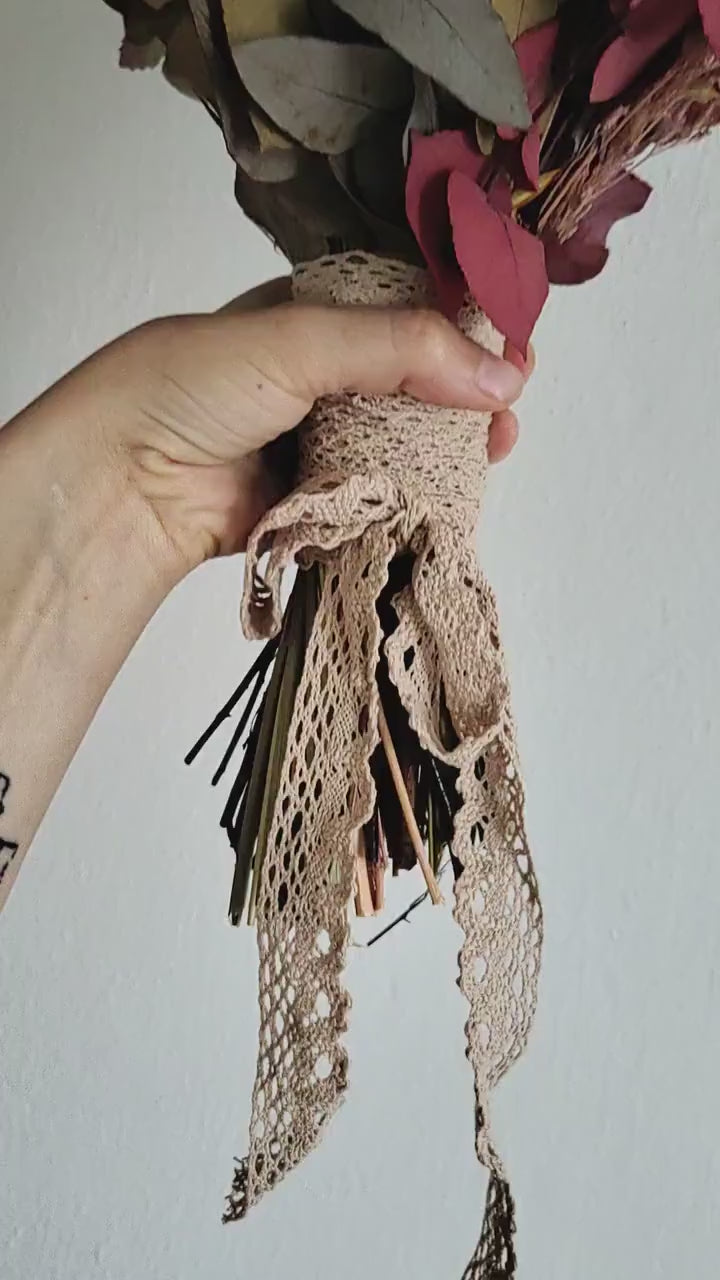 Autumn Bridal Bouquet: Orange, Yellow, Burgundy Wedding Flowers