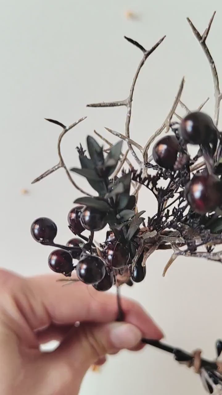 Gothic Bridal Crown: Black Berry Woodland Wedding Headband