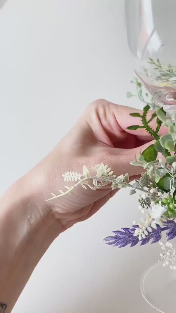 Wildflower Wedding Glass Decoration: Cottagecore Bridal Decor