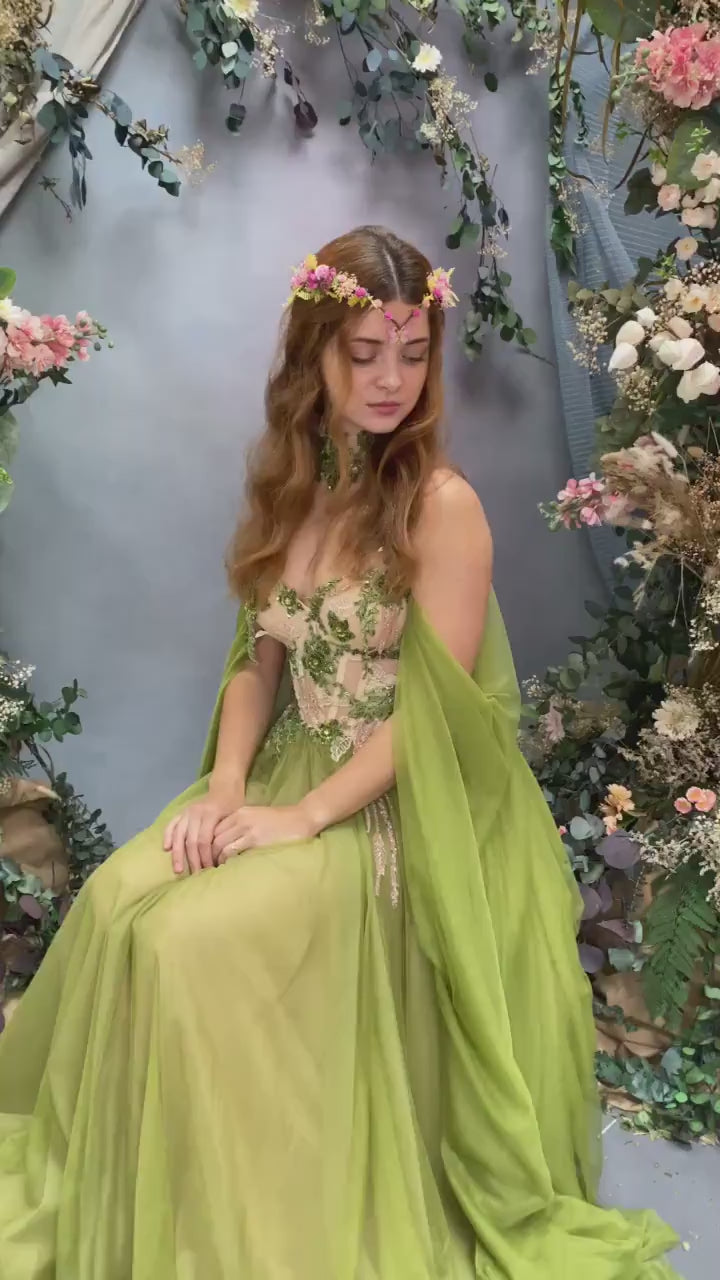 Pink Butterfly Flower Crown: Romantic Elven Wedding Tiara