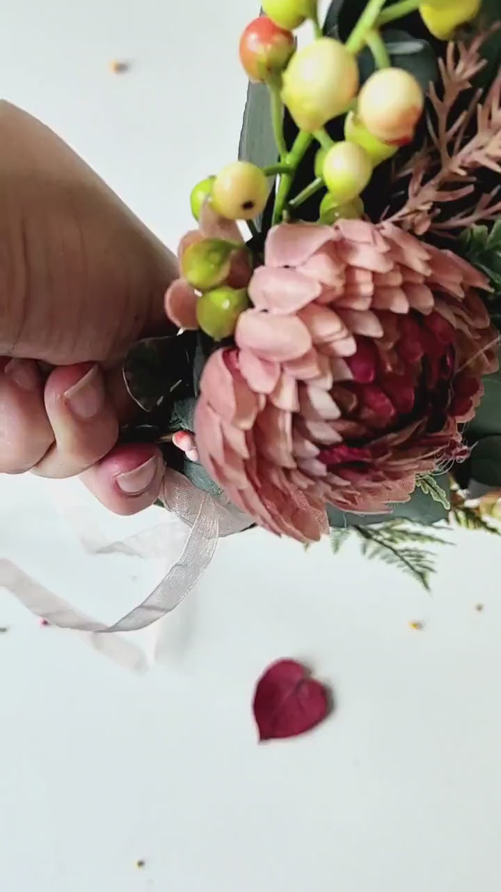 Boho Flower Hair Wreath: Autumn Wedding Bridal Crown