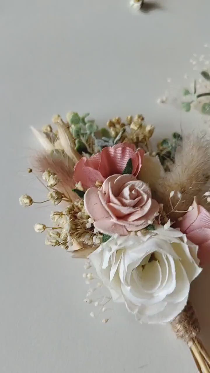 Dusty Pink Wedding Boutonniere: Groom & Bestman Flower Lapel