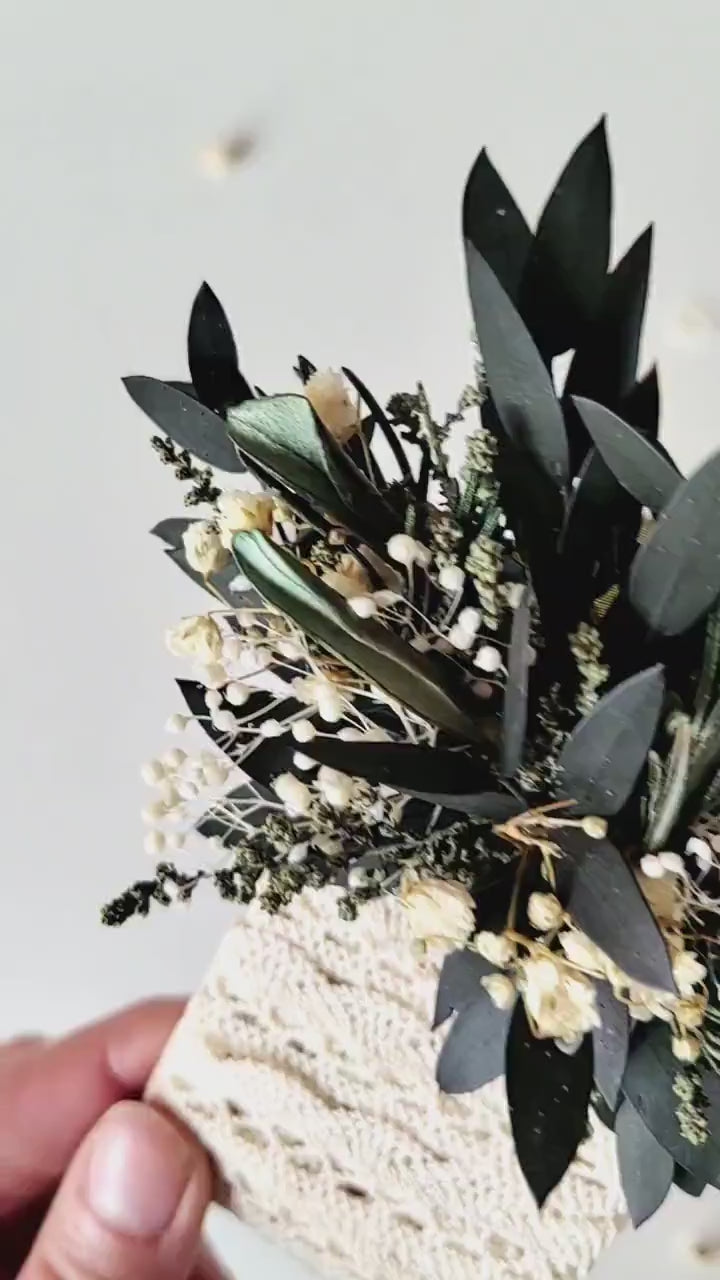 Greenery Wedding Boutonniere: Eucalyptus & Baby's Breath, Groom Accessory