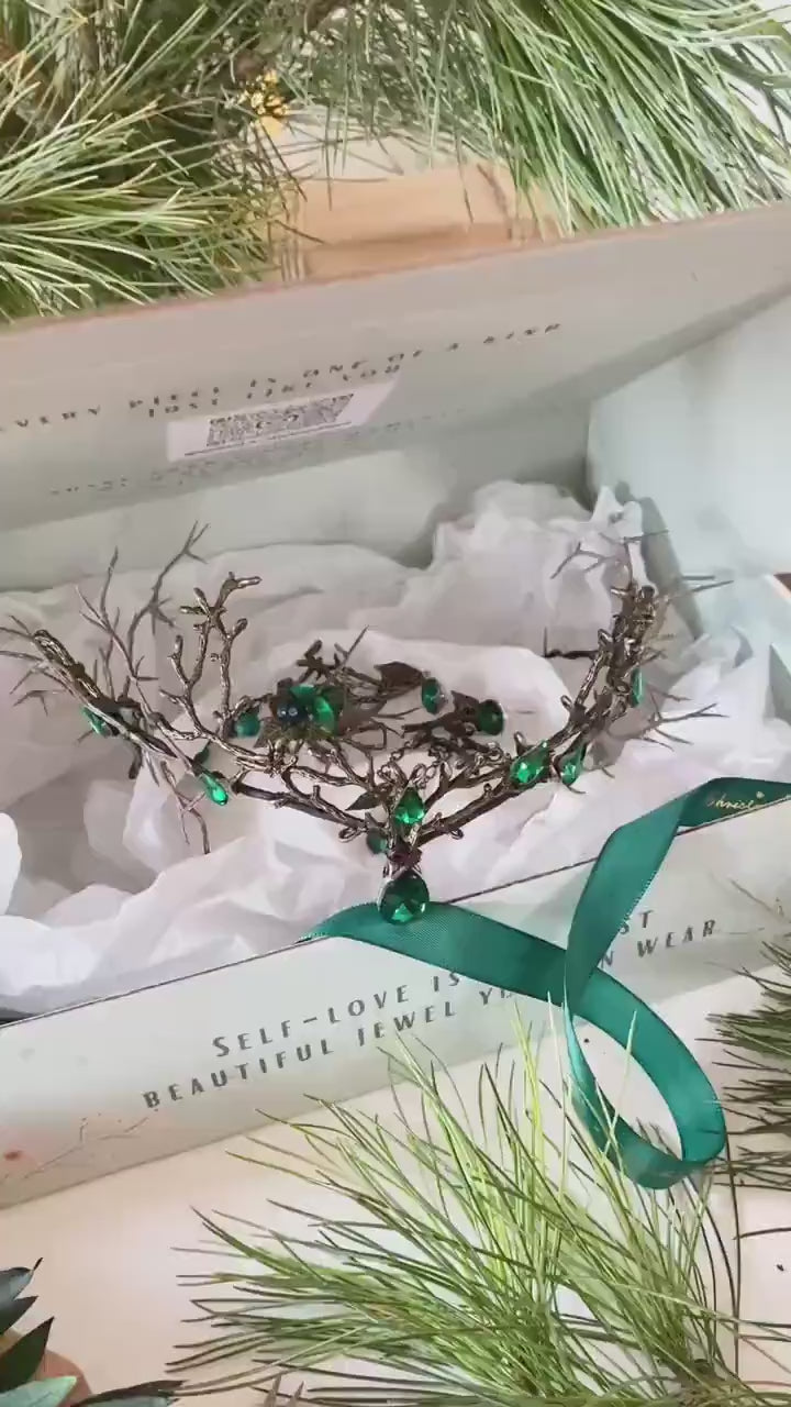 Handamde gift box "Elven secrets" - fairy tiara, rings and earrings