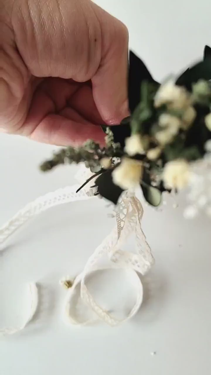 Greenery Wedding Hair Crown: Eucalyptus & Baby's Breath Flower Wreath