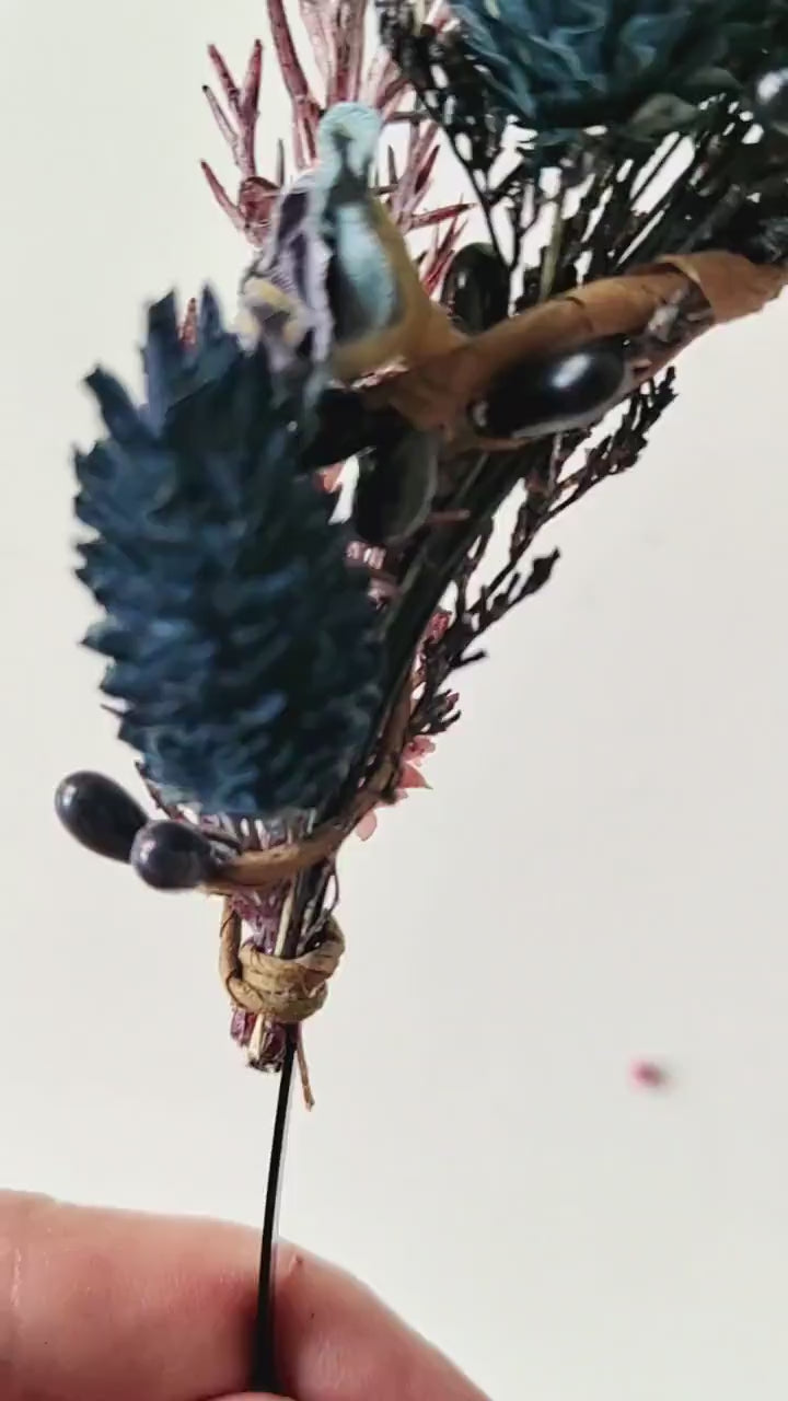 Dark Blue Flower Crown: Gothic Bridal Headband, Halloween Wedding