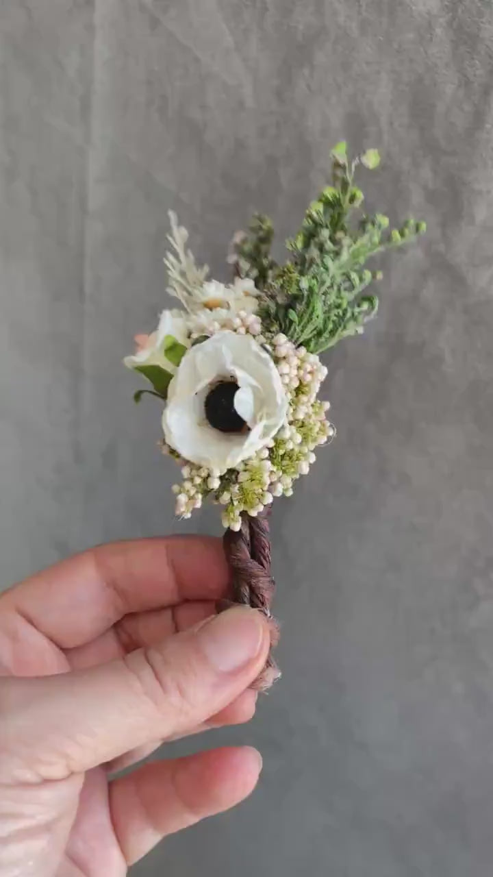 Anemone Boutonniere: Romantic Wedding Flower Corsage
