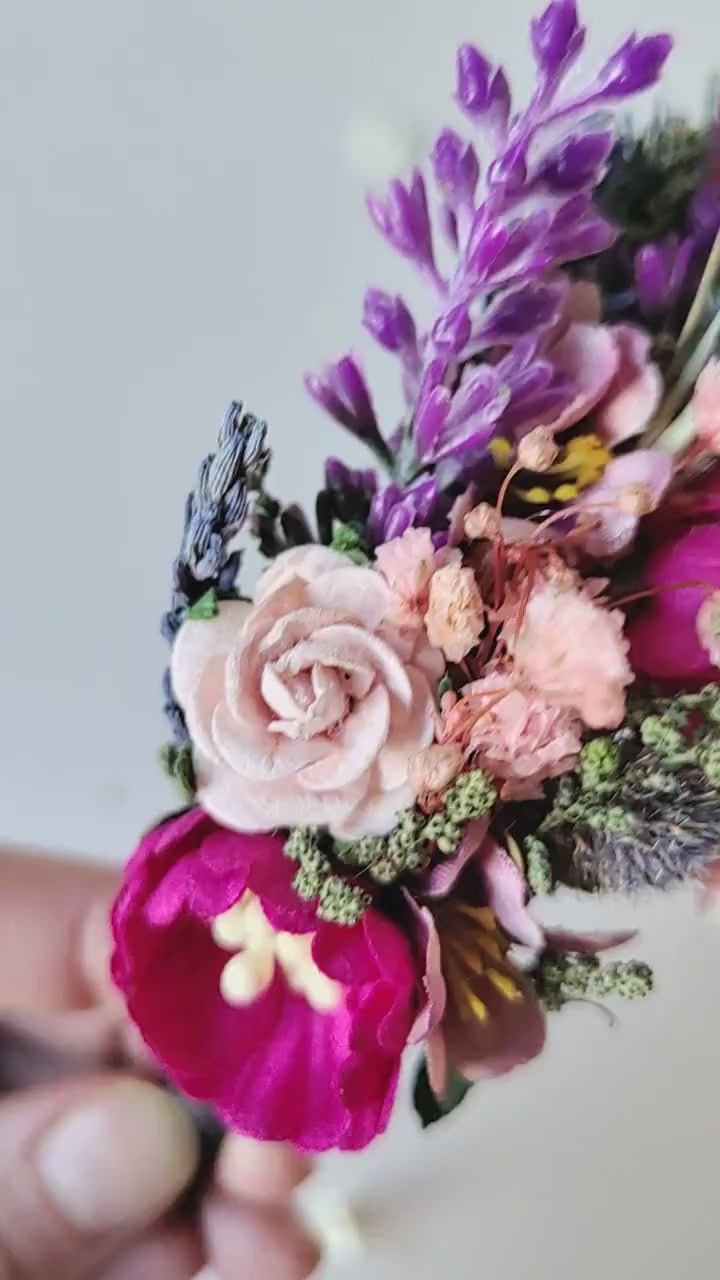 Magenta Purple Flower Headband: Boho Bridal Headpiece