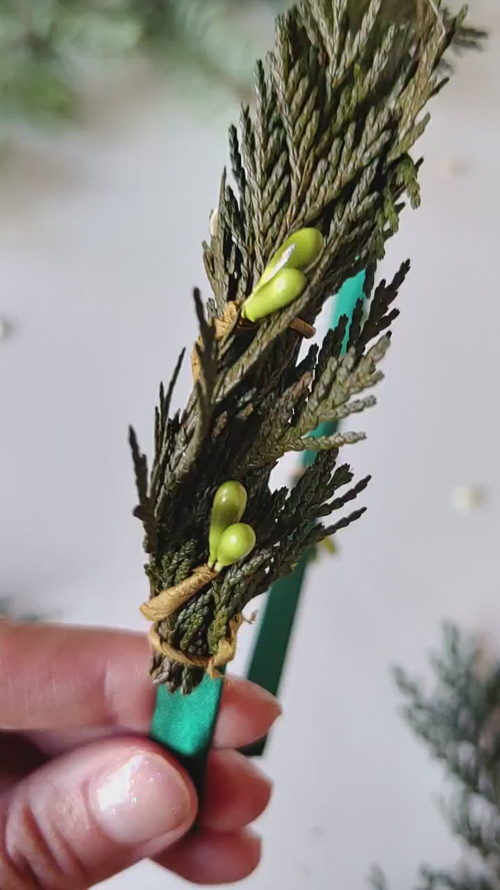 Winter Greenery Headband: Preserved Pine Needle Woodland Headpiece