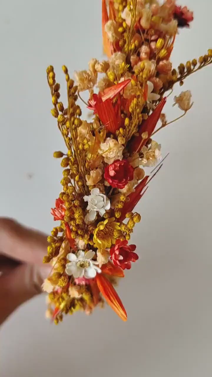 Rustic Autumn Wedding Headband: Preserved Burnt Orange Flowers