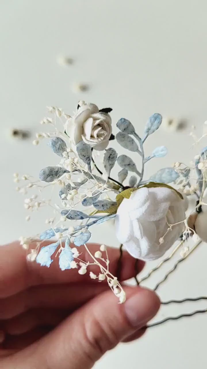 Flower Hair Pins (Set of 3): First Communion Wedding Hair Accessories