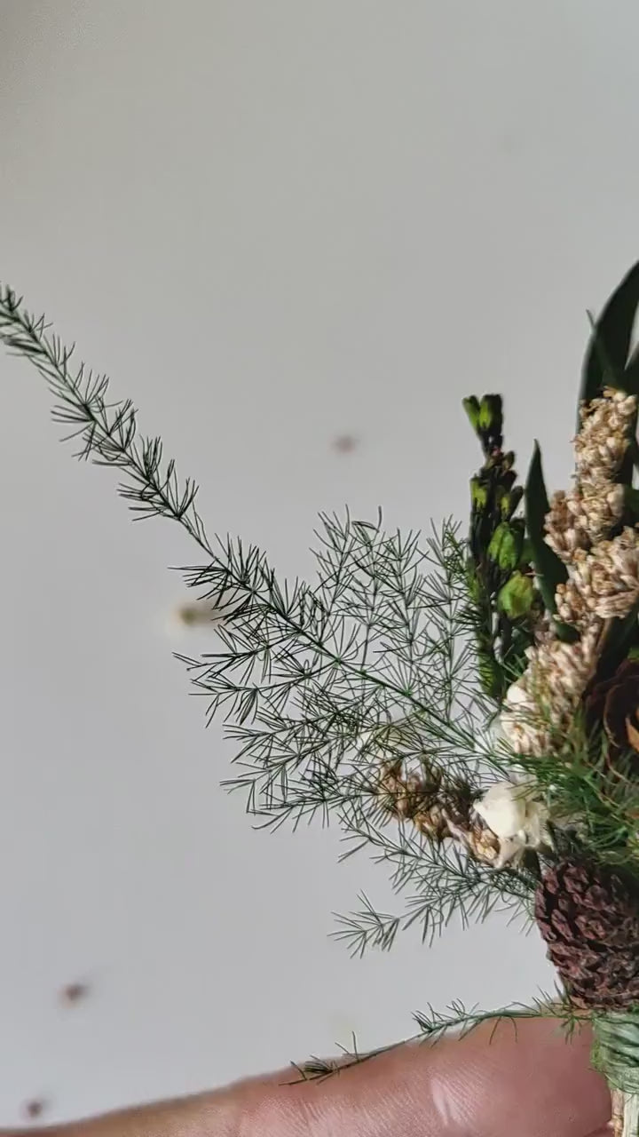 Woodland Groom Boutonniere: Natural Pine Cone Corsage