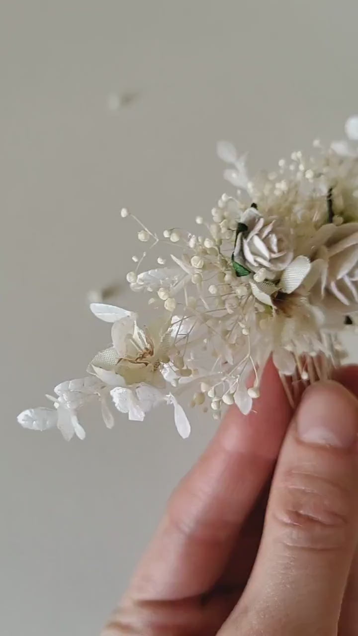 Handmade Ivory Flower Hair Comb: First Communion, Bridal Clip