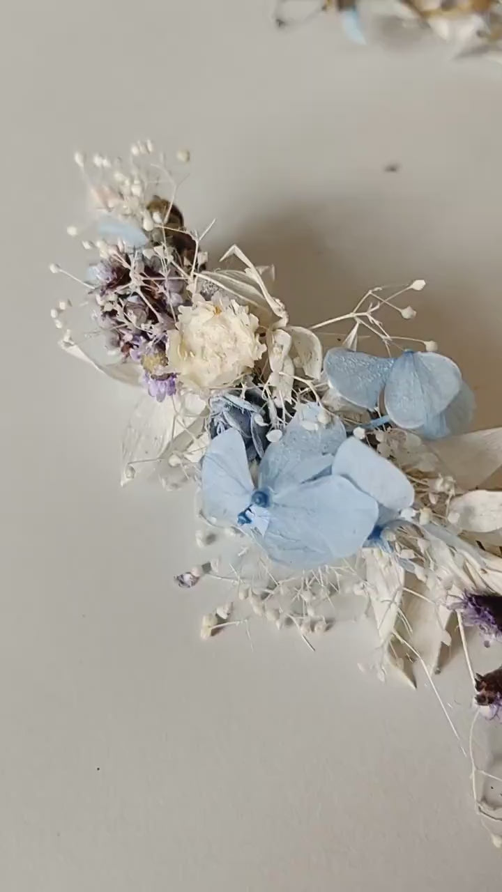 Baby Blue Hydrangea Bridal Wreath: Romantic Flower Hair Crown