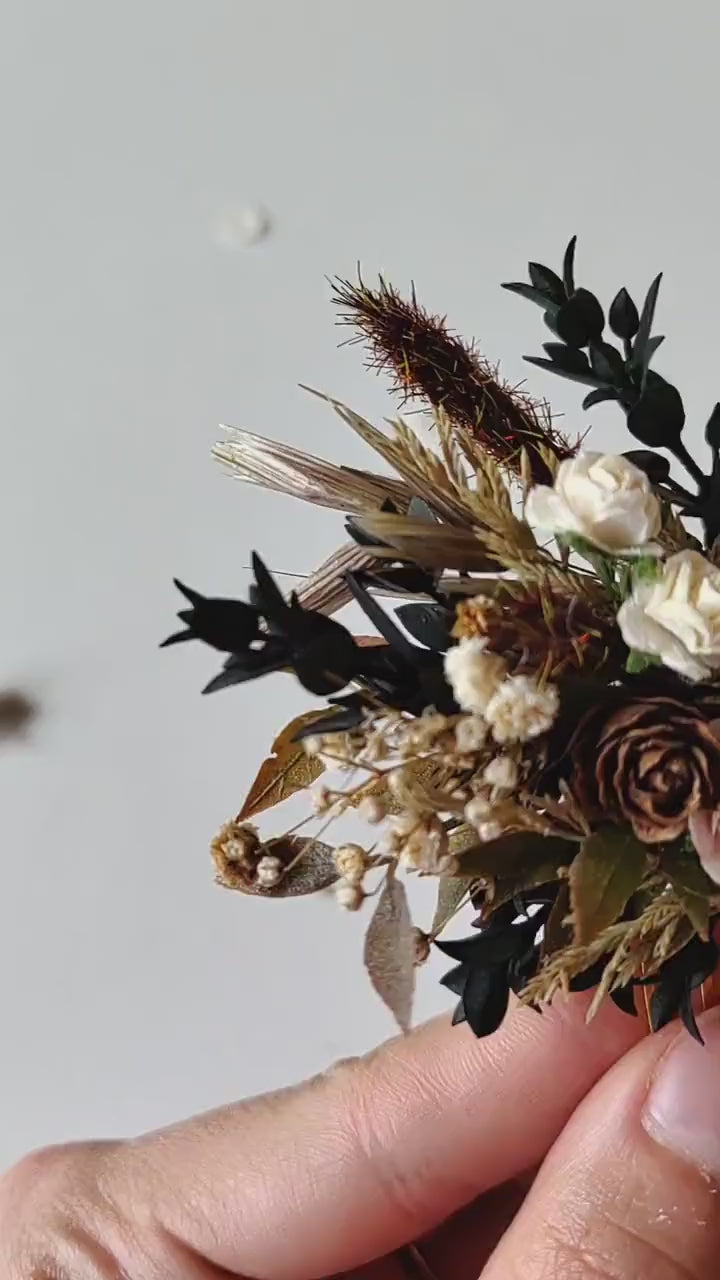 Woodland Wedding Flower Hair Comb Set: Rustic Pine Cone Hair Accessories