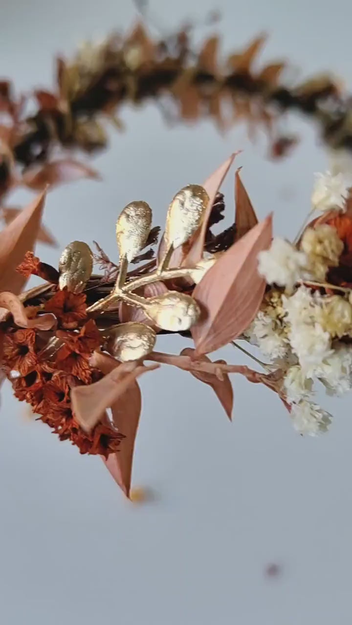 Terracotta Flower Crown: Rustic Bridal Tiara, Autumn Wedding