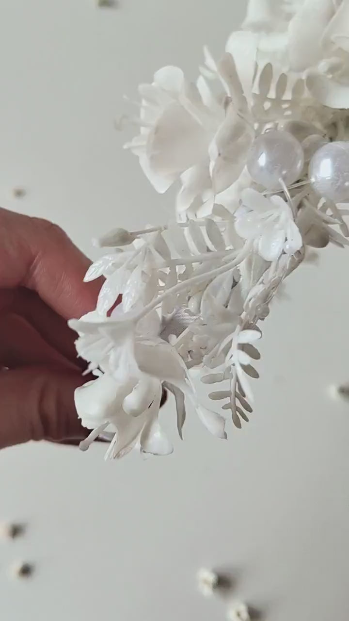 White Flower Crown Headband: First Communion, Bridesmaid Headpiece