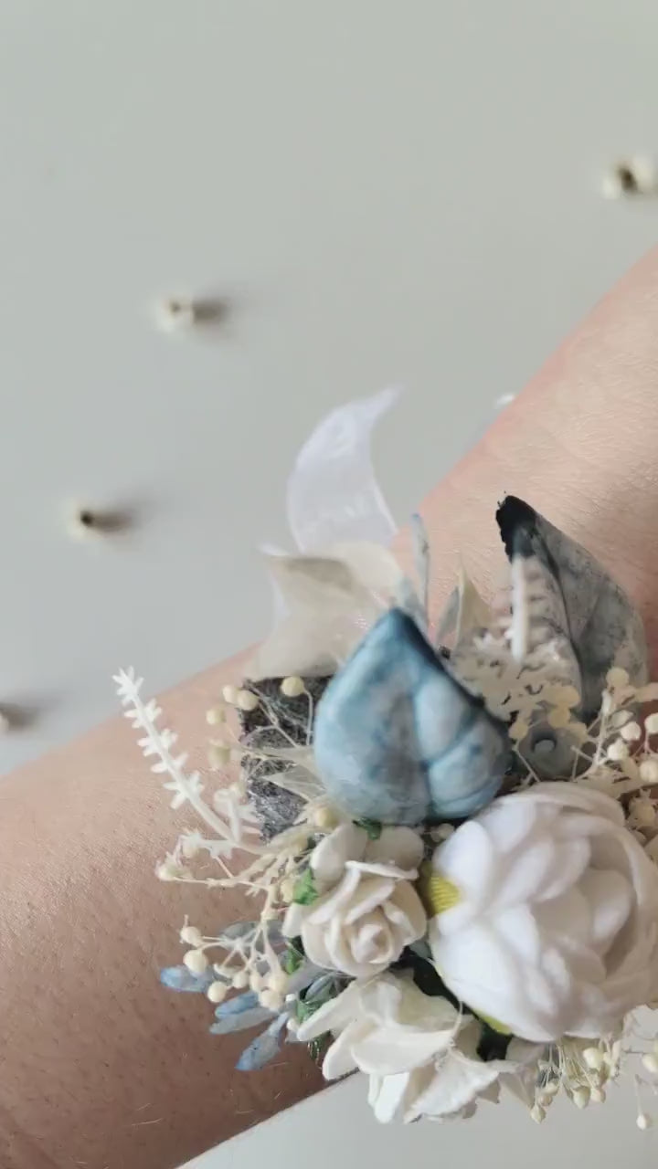 White Flower Wrist Corsage: Handmade Communion Bracelet