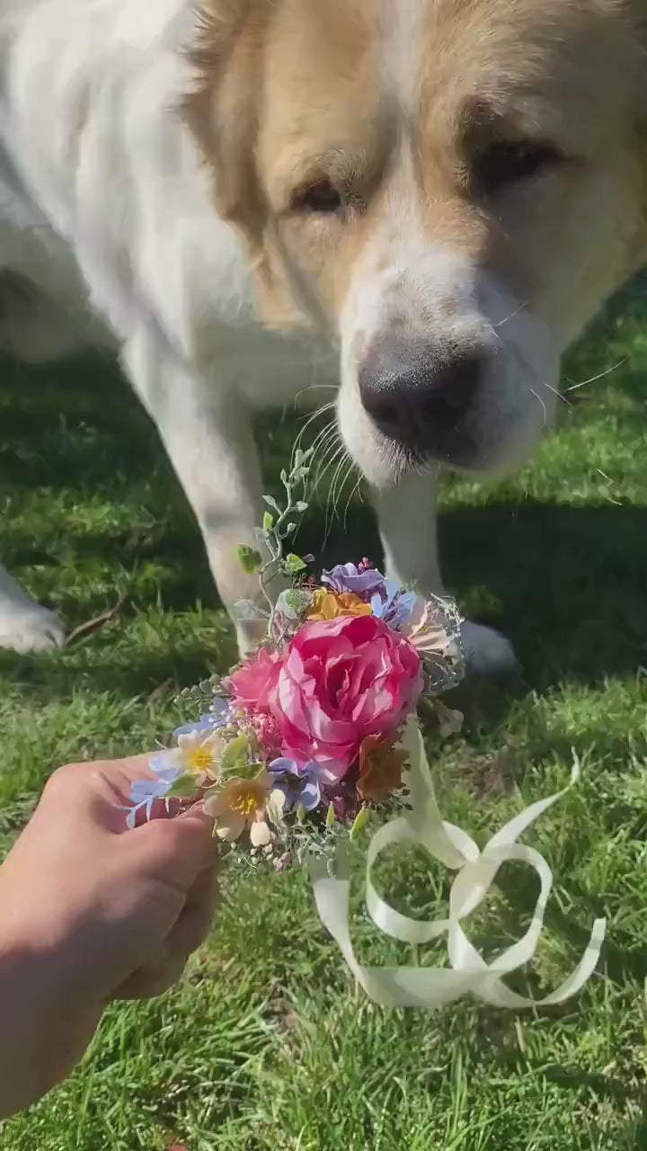 Floral Dog Collar - Garden Wedding Flower Collar (S Size)