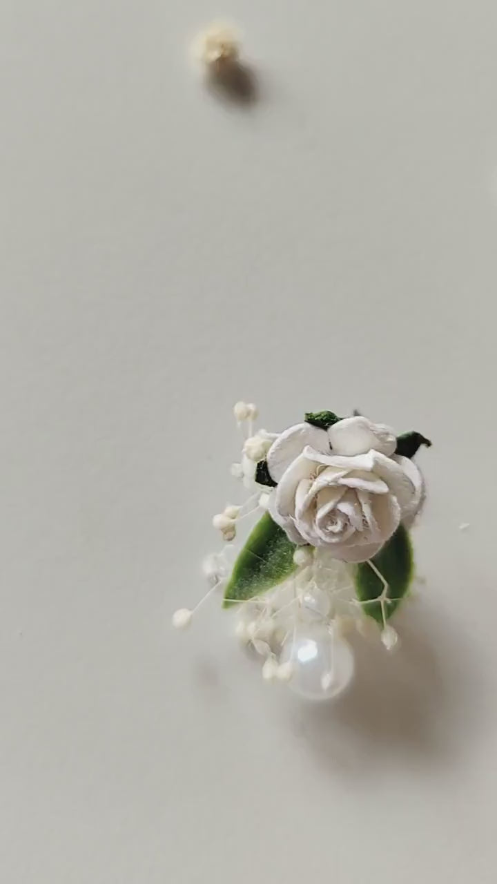 Floral Pearl Earrings: Handmade Communion Bridal Jewelry