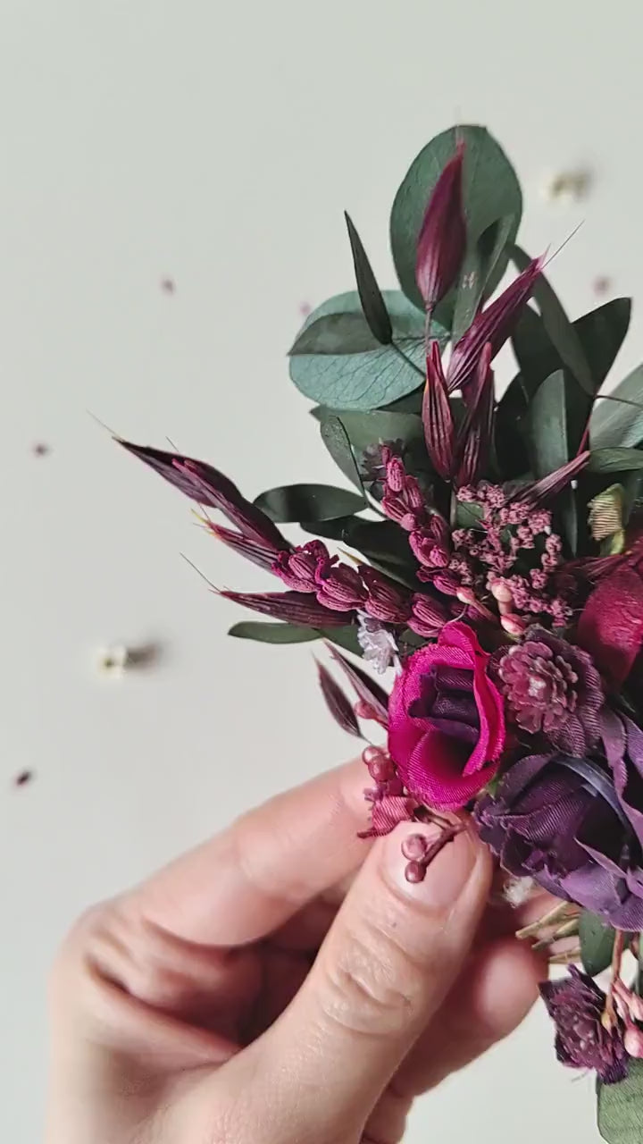 Burgundy Flower Hair Comb: Plum Wedding Headpiece