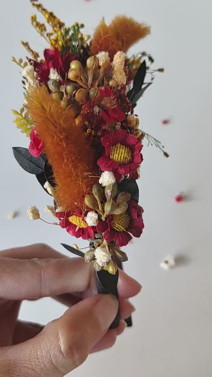 Terracotta Flower Headband: Autumn Wedding Boho Headpiece