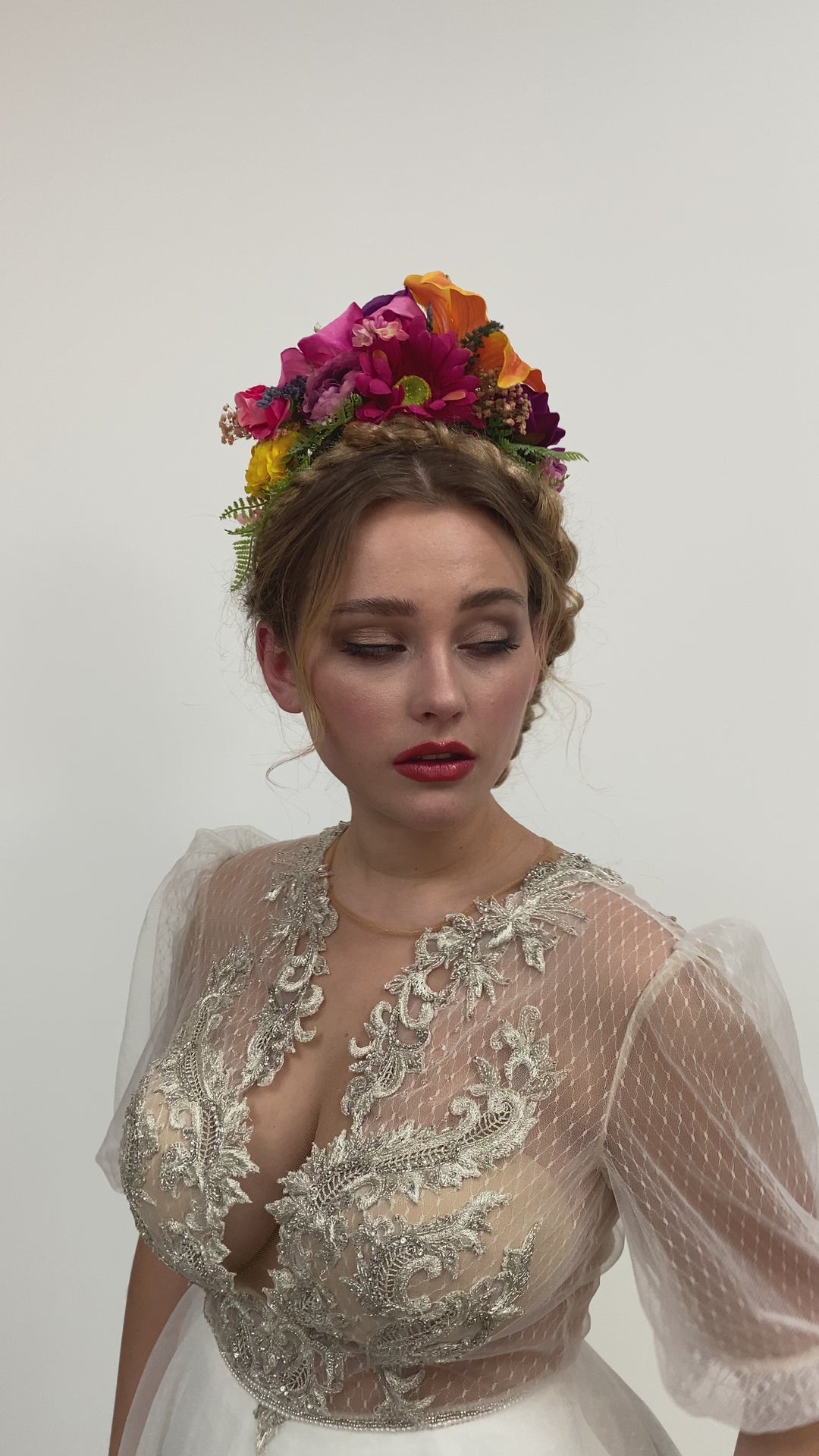 Frida Flower Headband: Lily, Fuchsia, Summer Wedding Headpiece