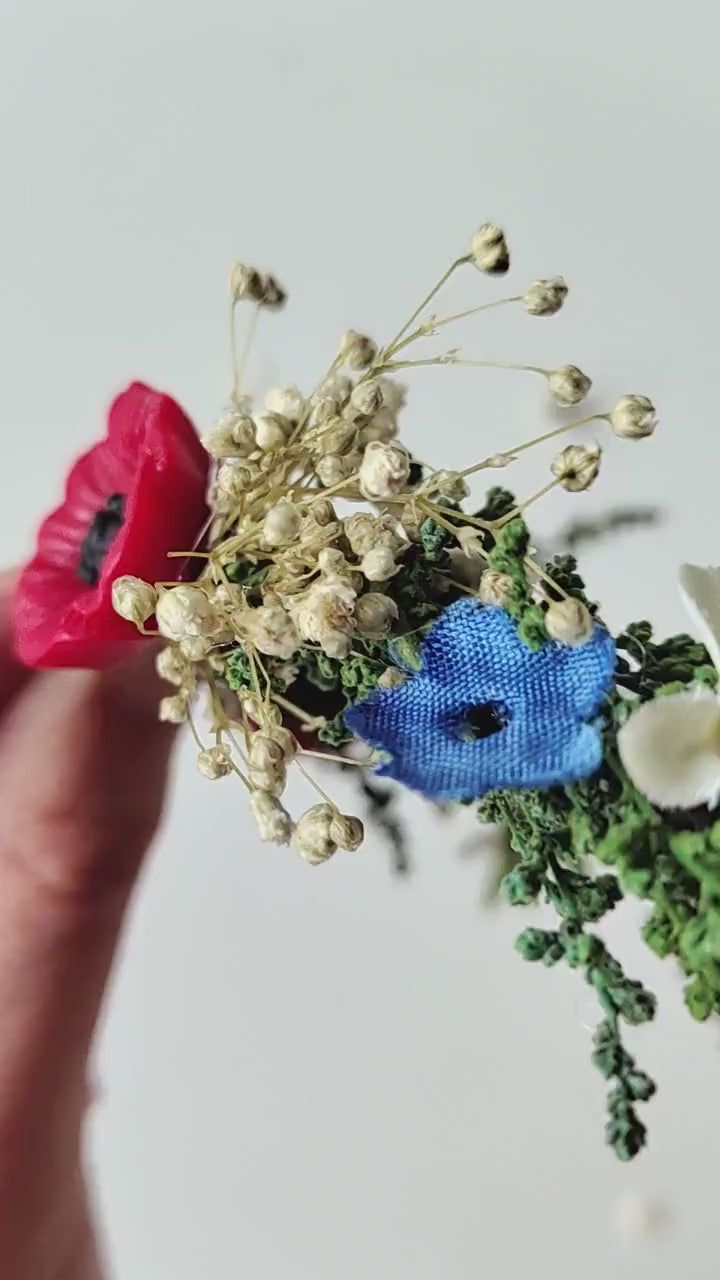 Wildflower Crown: Folk Elven Tiara, Poppy Flower Headpiece