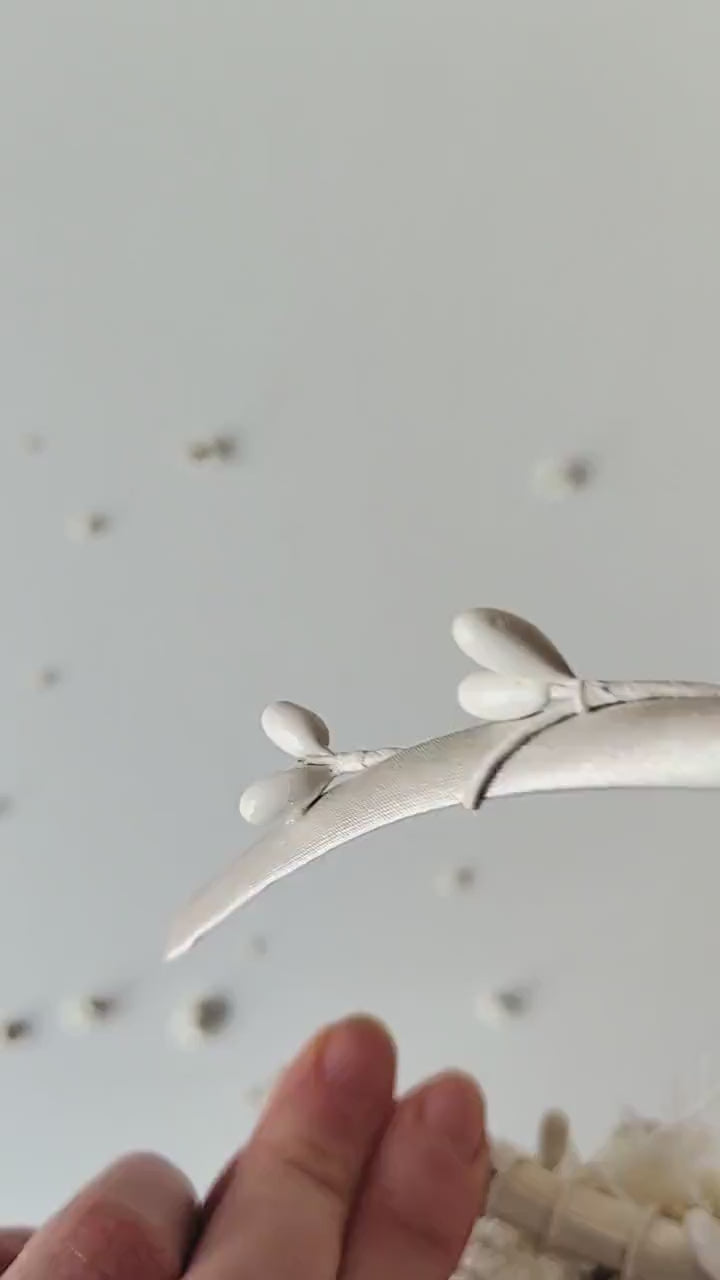 White Floral Headband: First Communion Flower Headpiece