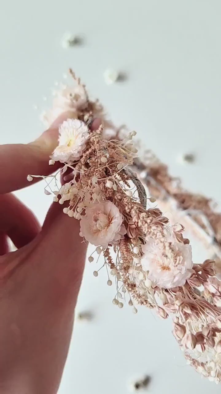 Pale Pink Flower Wreath: Preserved Floral Headpiece, First Communion
