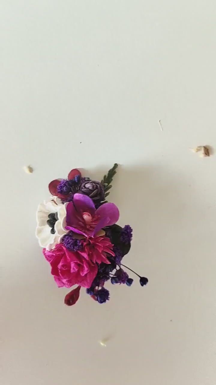 Magenta Flower Stud Earrings: Boho Wedding Jewelry