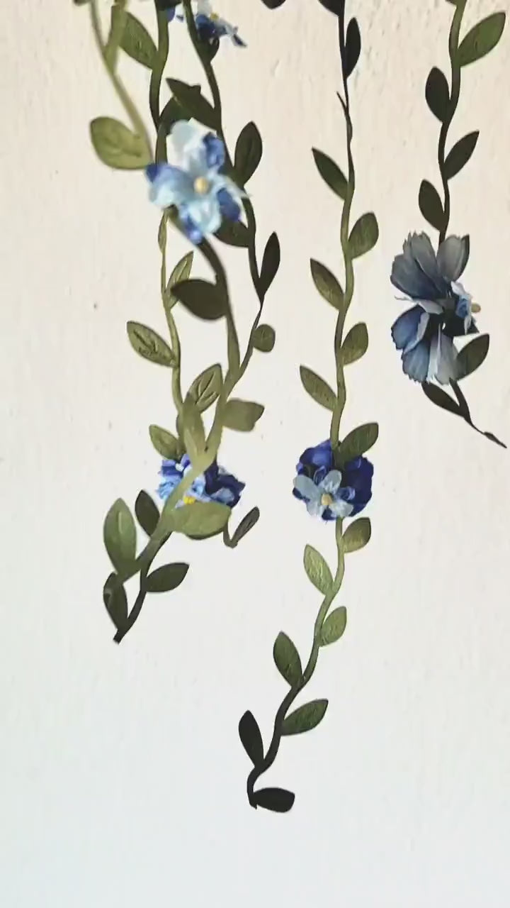 Bridal Flower Hair Wreath with Veil: Blue & Purple Fairy Crown