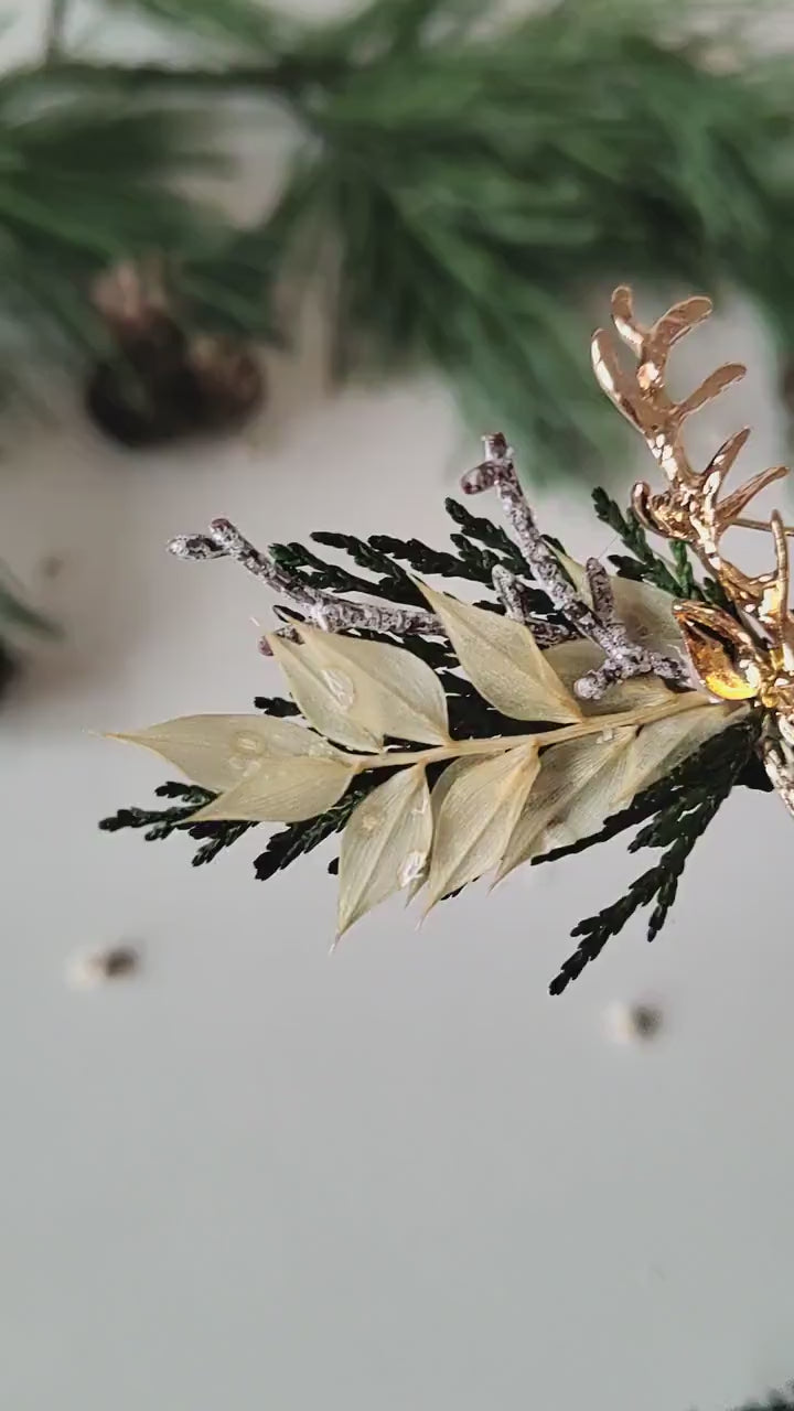 Christmas Deer Brooch: Handmade Winter Coat Jewelry