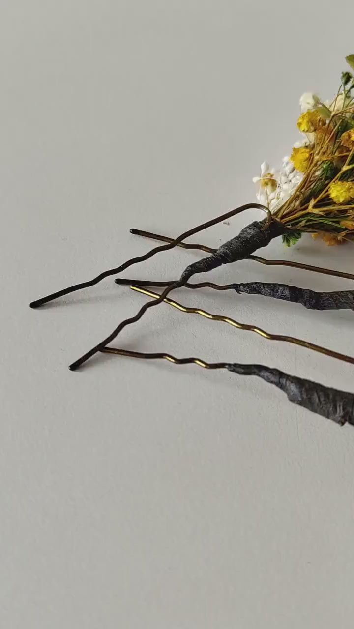 Meadow Flower Hair Pins: Bridal Wildflower Hair Accessories