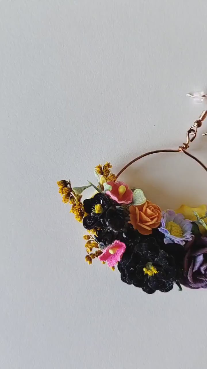 Floral Circle Dangle Earrings: Frida Style Wedding Jewelry