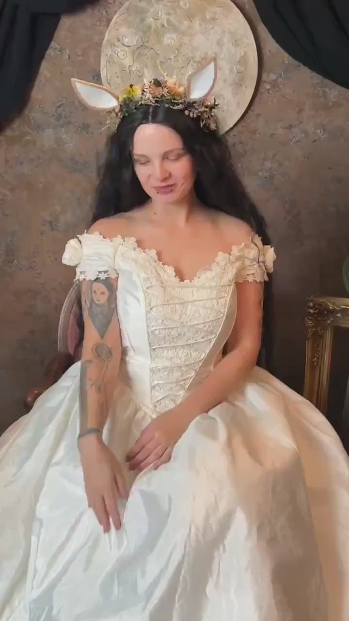 Woodland Deer Ears Headpiece: Fairytale Flower Crown, Cosplay Costume