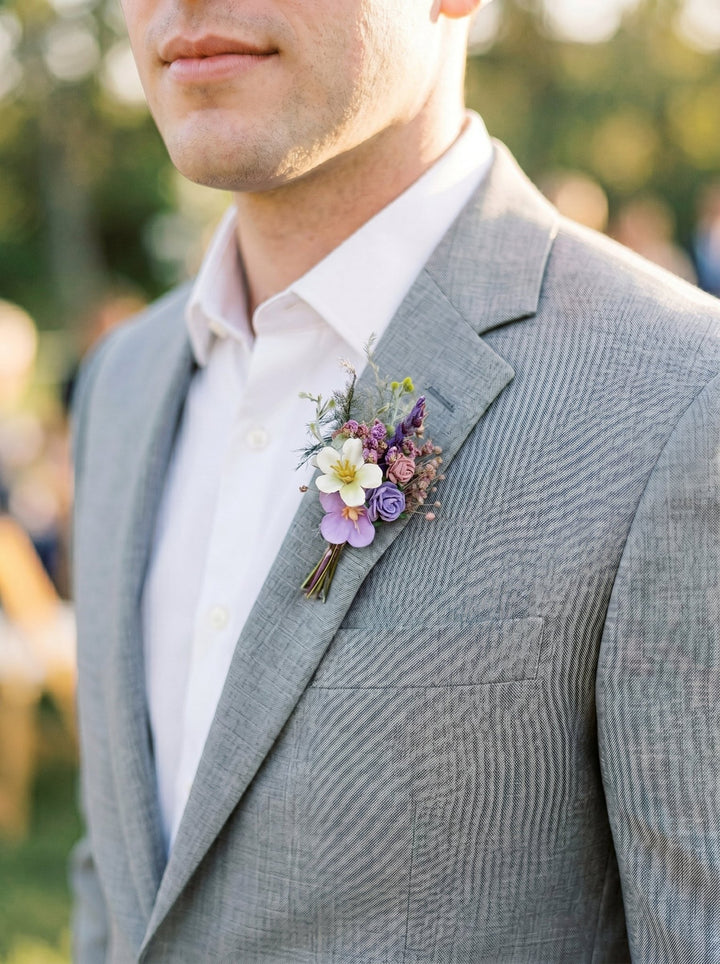Purple Wildflower Wedding Set – Boho Bridal Collection – handmade floral hair accessory by magaela