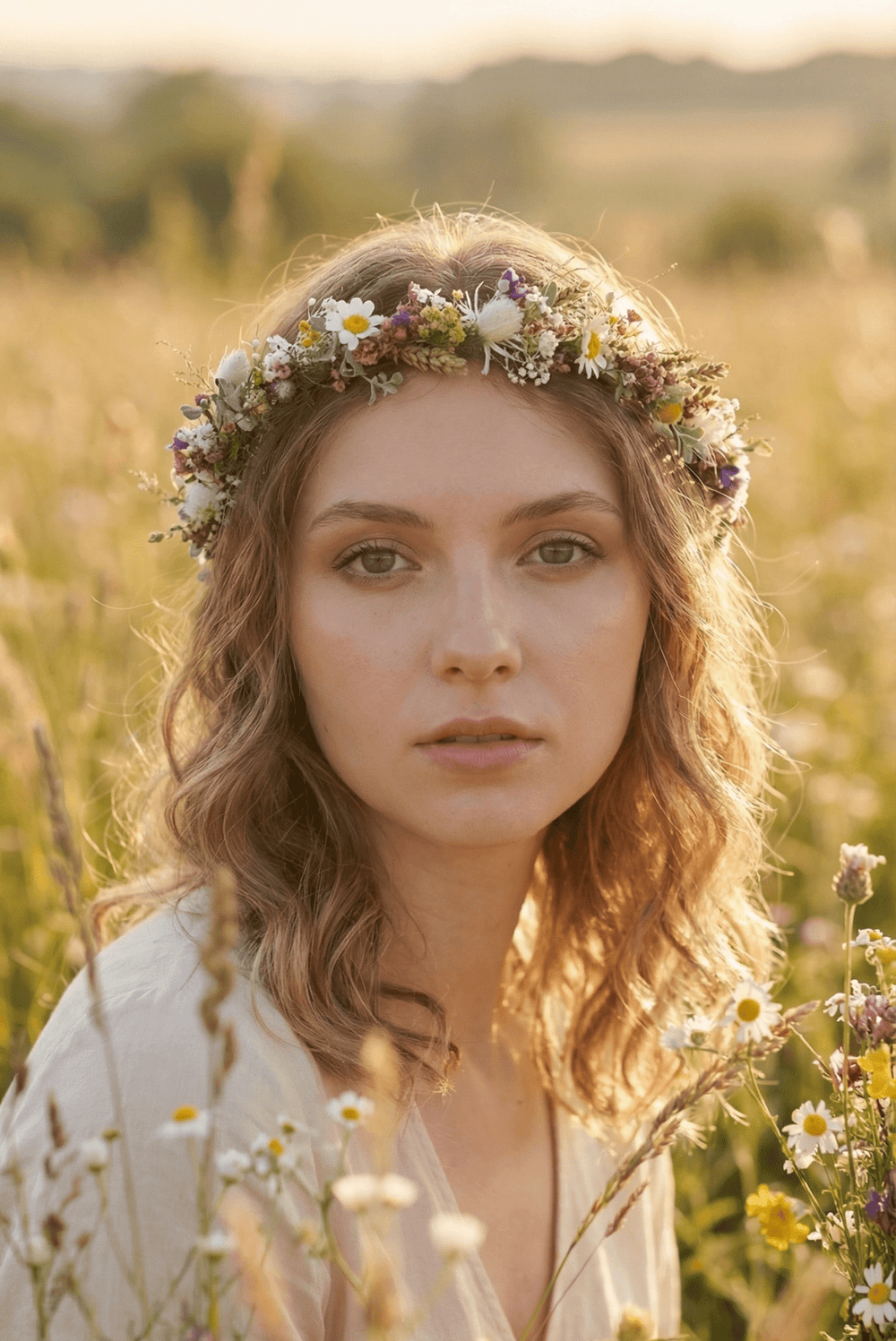 Daisy Flower Crown: Boho Garden Wedding Headpiece – handmade floral hair accessory by magaela