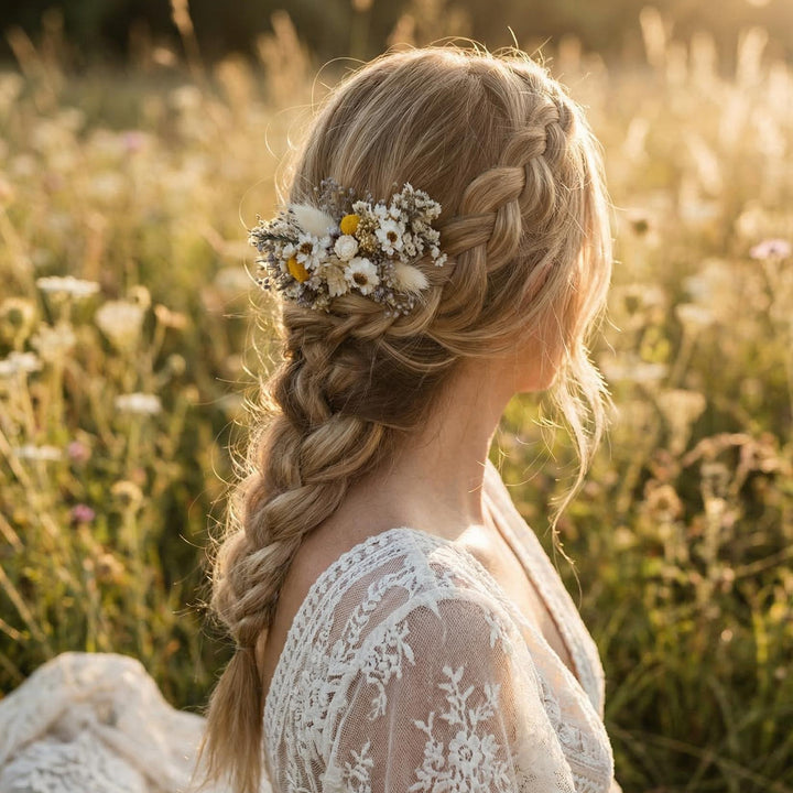 Dried Flower Hair Comb: Rustic Wedding Bridal Hair Clip – handmade floral hair accessory by magaela